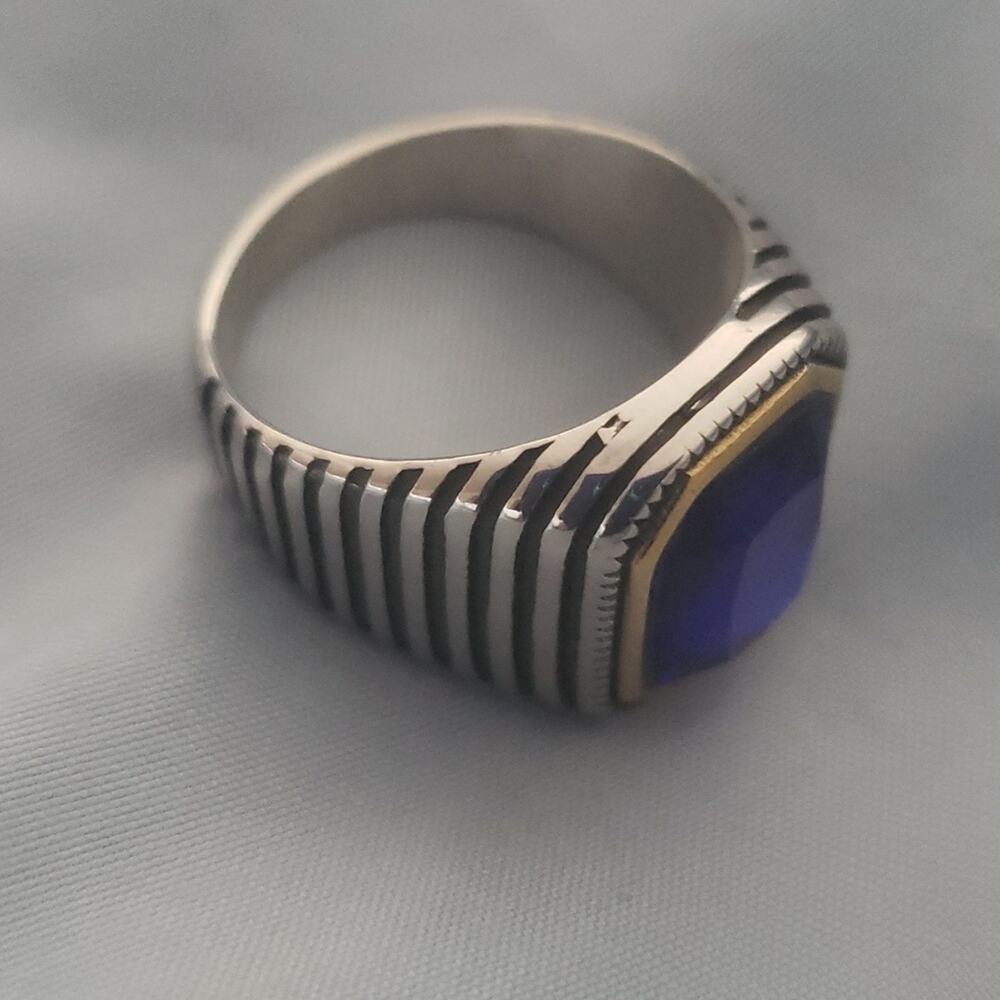 Blue Handmade Men's Ring Size 11 NWT